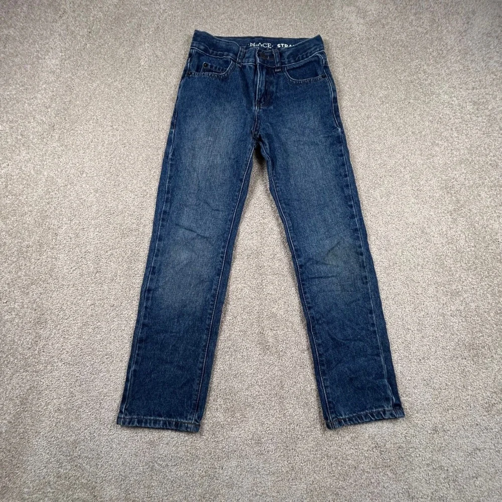 The Children's Place Boys Straight Slim Jeans Dark Wash Adjustable Waist Size‎ 8